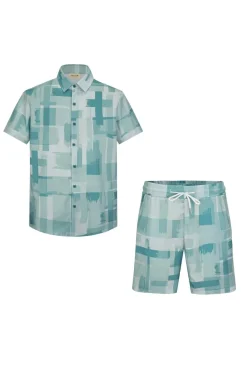 Ensemble chemise short à motifs abstrait