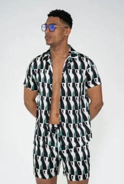 Ensemble chemise short à motifs abstrait