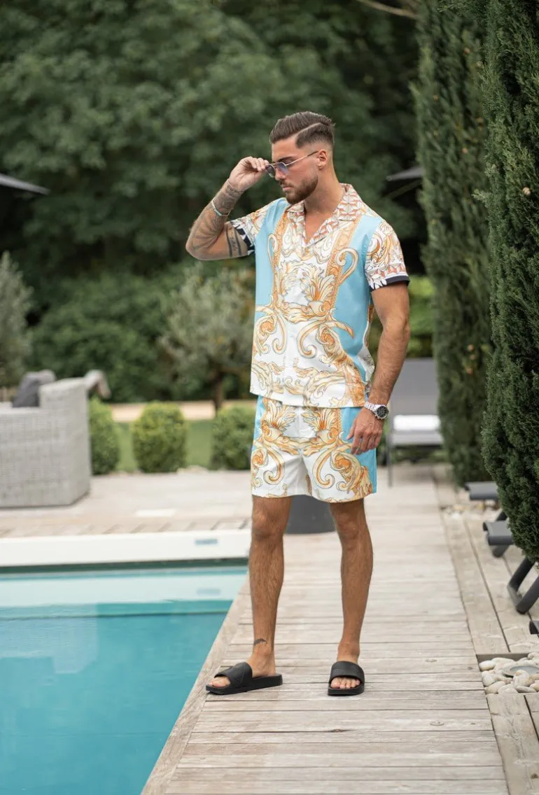 Ensemble chemise short à motifs baroque