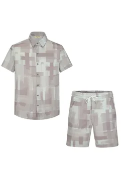 Ensemble chemise short à motifs abstrait