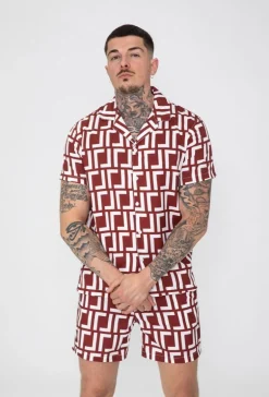 Ensemble chemise short à motif graphique