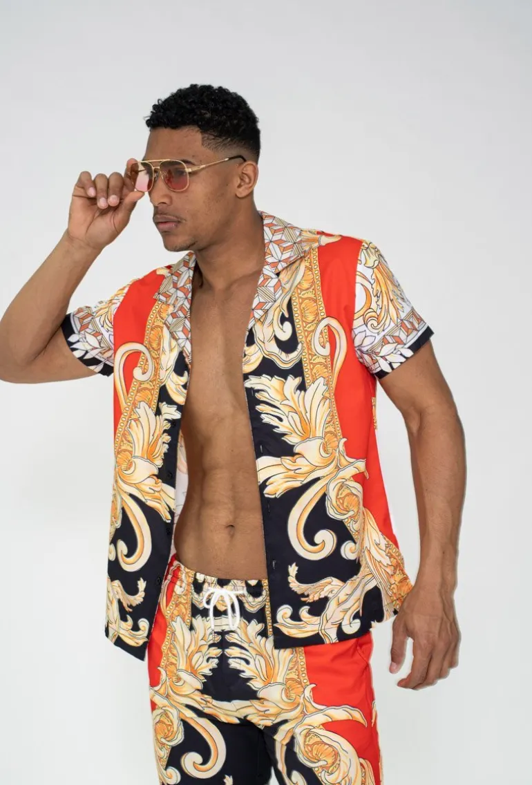 Ensemble chemise short à motifs baroque