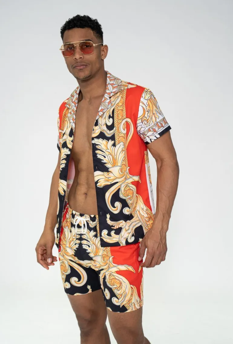 Ensemble chemise short à motifs baroque