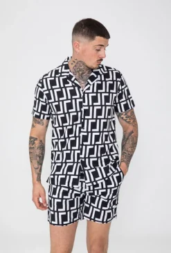 Ensemble chemise short à motif graphique
