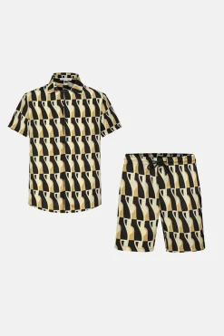 Ensemble chemise short à motifs abstrait