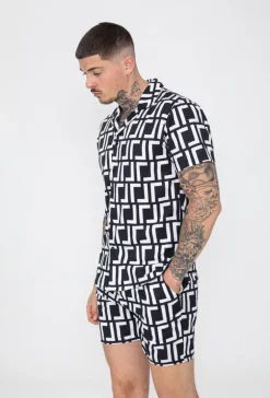 Ensemble chemise short à motif graphique