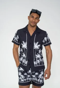 Ensemble chemise short à motifs palmier