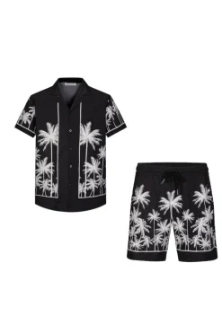 Ensemble chemise short à motifs palmier