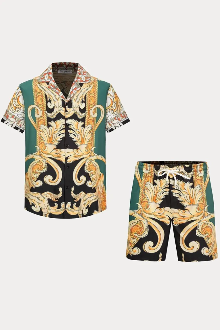 Ensemble chemise short à motifs baroque