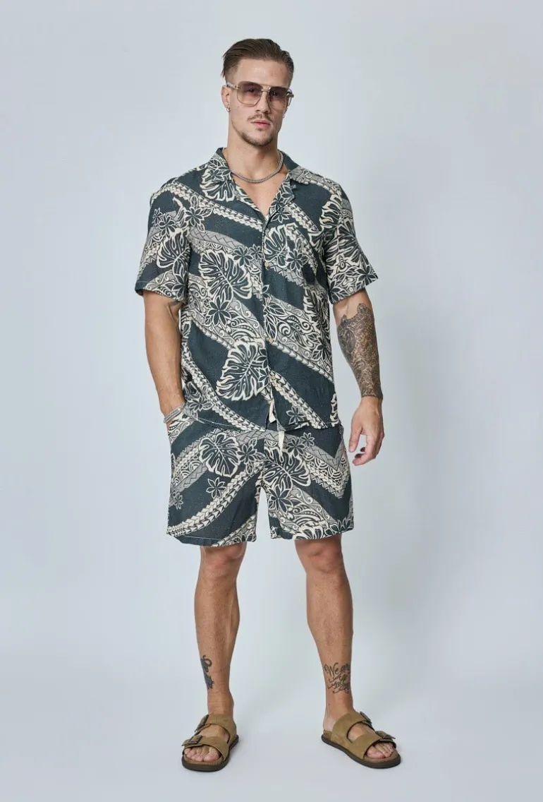 Ensemble chemise short à rayure lin