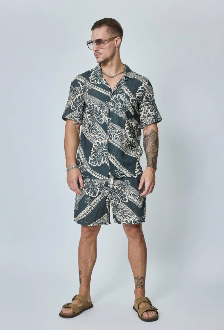 Ensemble chemise short à rayure lin