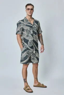Ensemble chemise short à rayure lin