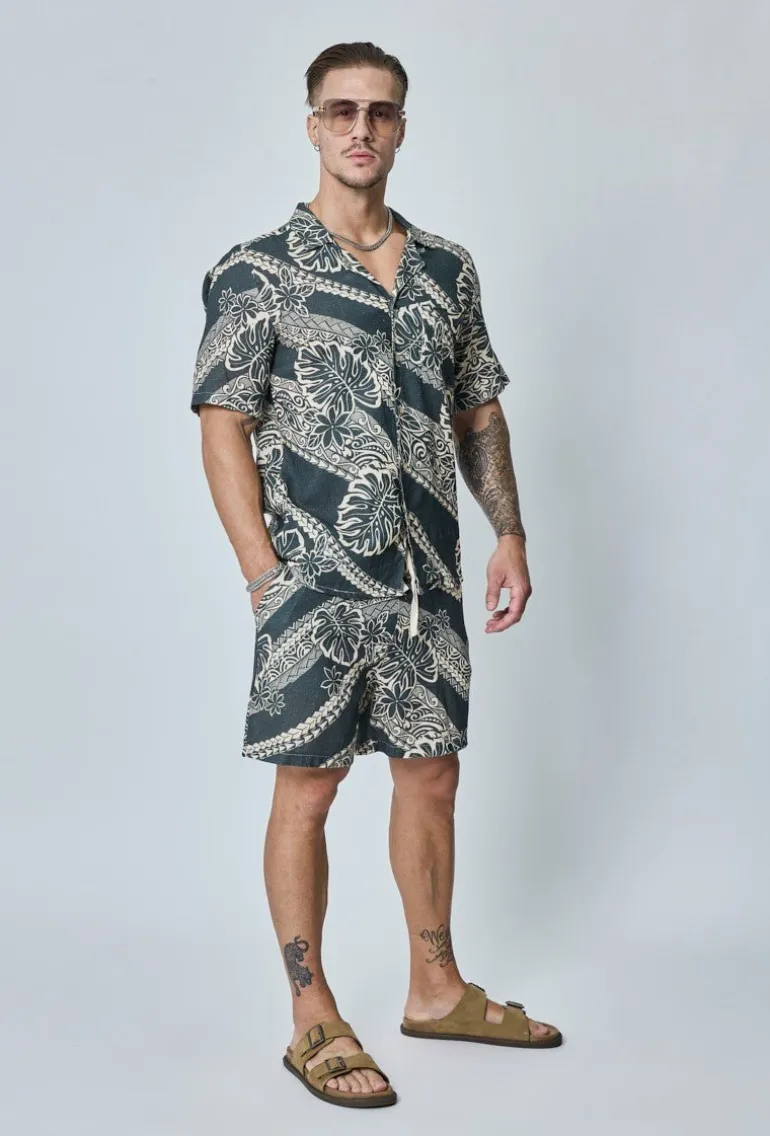 Ensemble chemise short à rayure lin