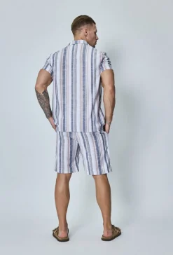 Ensemble chemise short a rayure lin
