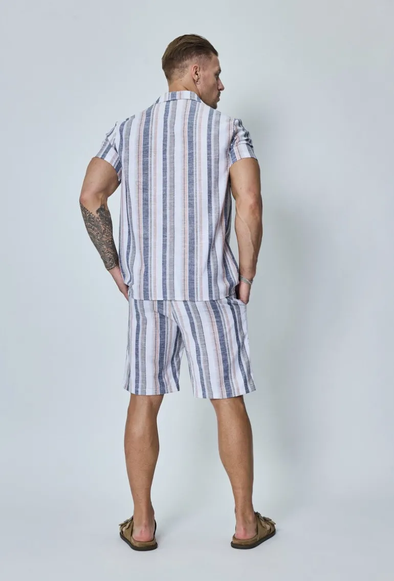 Ensemble chemise short a rayure lin