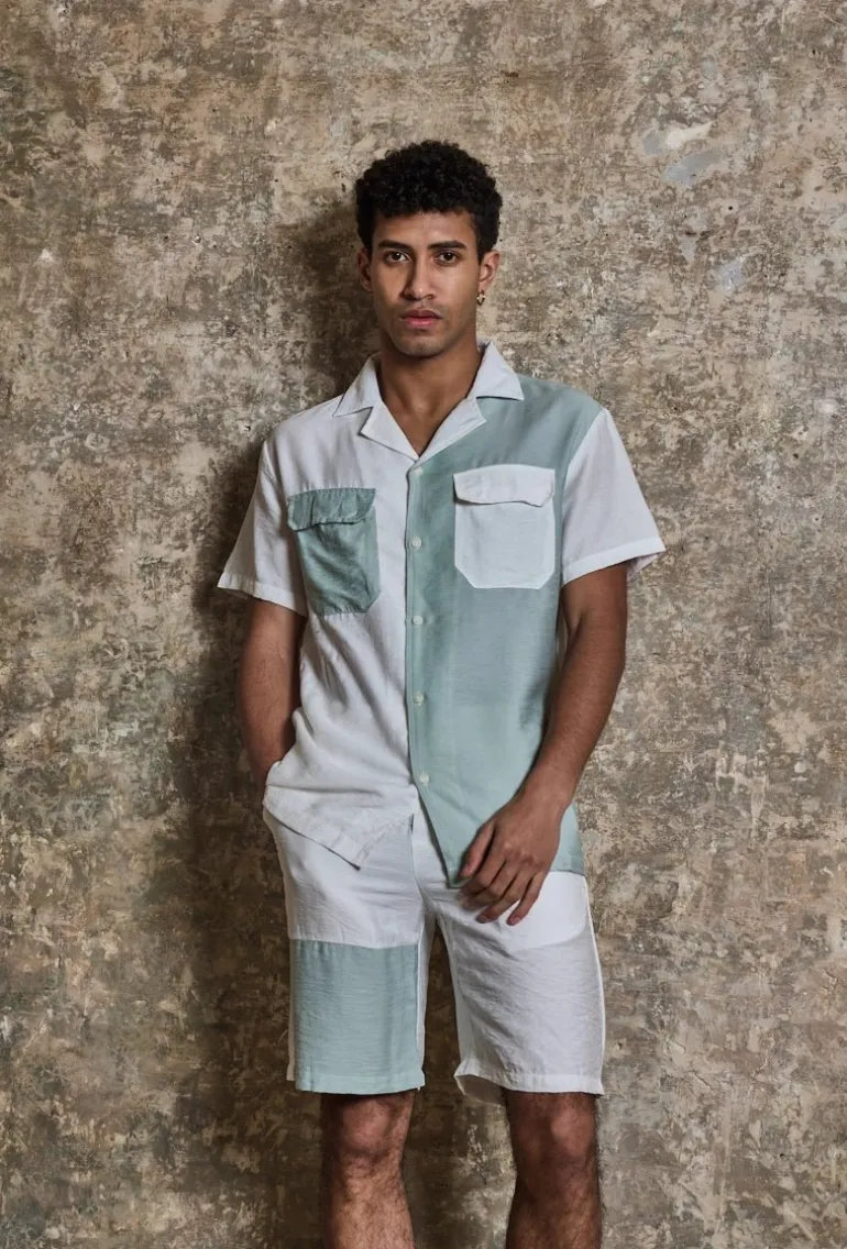 Ensemble chemise short bicolore