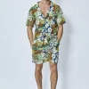 Ensemble chemise short fleuri lin