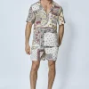 Ensemble chemise short fleuri lin
