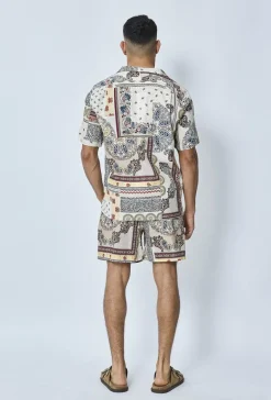 Ensemble chemise short fleuri lin