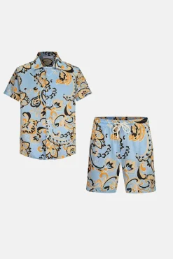Ensemble chemise short fleuri à motifs baroque