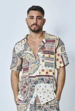 Ensemble chemise short fleuri lin