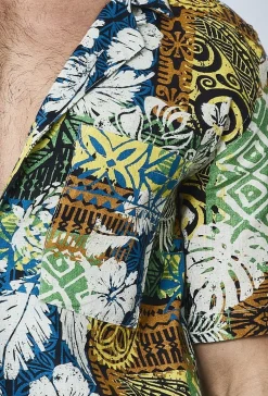 Ensemble chemise short fleuri lin