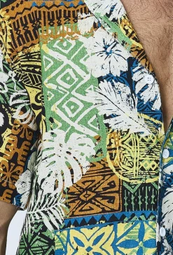 Ensemble chemise short fleuri lin