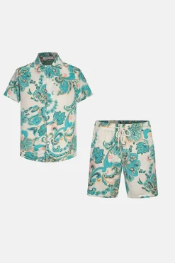 Ensemble chemise short fleuri à motifs baroque