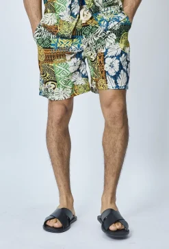 Ensemble chemise short fleuri lin