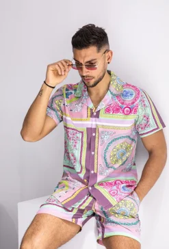 Ensemble chemise short motif baroque