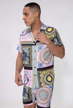 Ensemble chemise short motif baroque