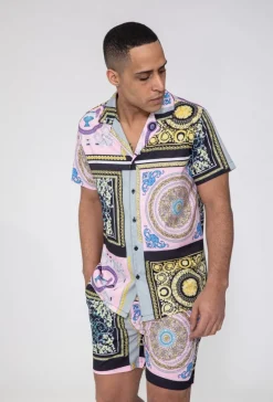 Ensemble chemise short motif baroque