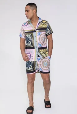 Ensemble chemise short motif baroque