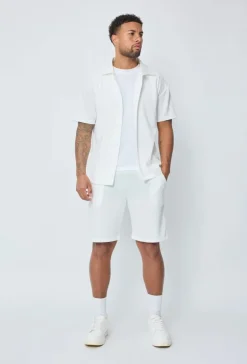 Ensemble chemise short uni gaufré