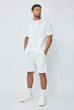 Ensemble chemise short uni gaufré