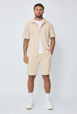 Ensemble chemise short uni gaufré