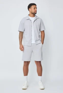 Ensemble chemise short uni gaufré