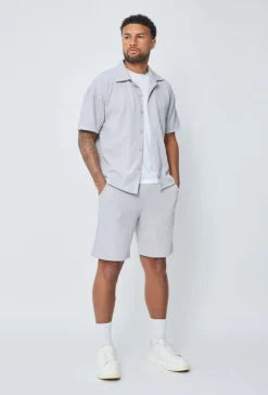 Ensemble chemise short uni gaufré
