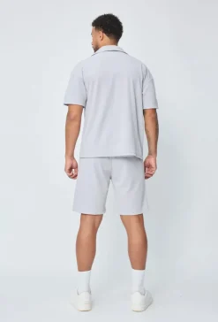 Ensemble chemise short uni gaufré
