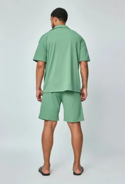 Ensemble chemise short uni gaufré