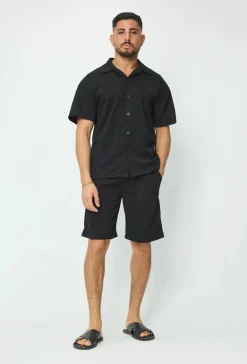 Ensemble chemise short uni gaufré