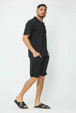 Ensemble chemise short uni gaufré