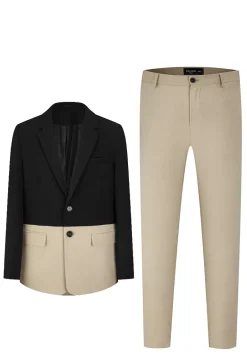 Ensemble classic veste et pantalon bi couleur