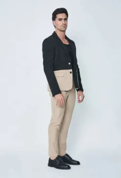Ensemble classic veste et pantalon bi couleur