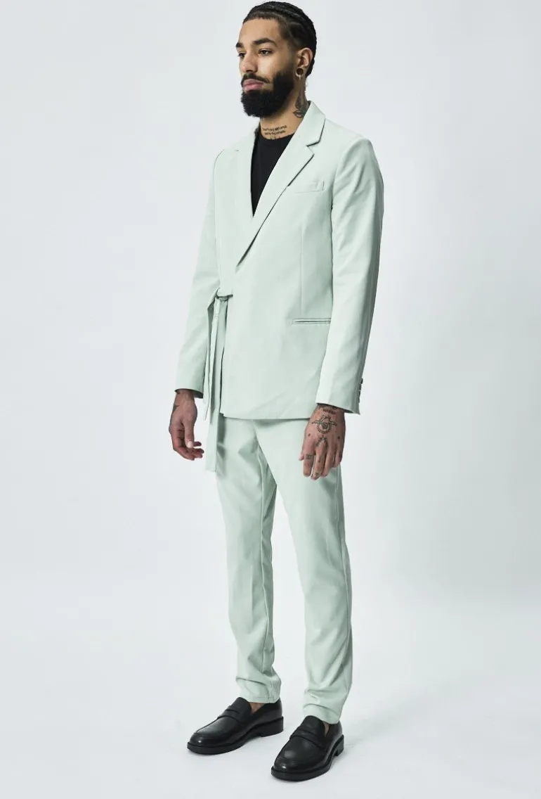 Ensemble de costume croisé ceinture à noué