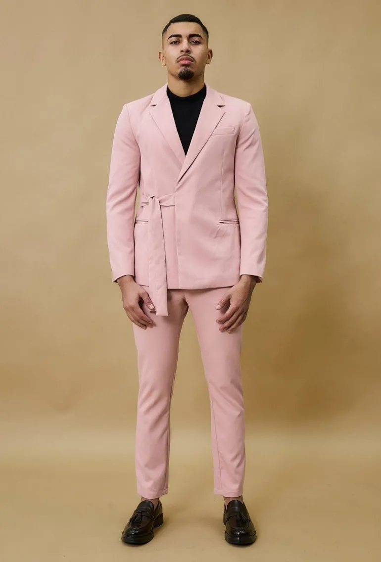 Ensemble de costume croisé ceinture à noué