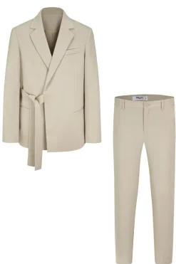 Ensemble de costume croisé ceinture à noué