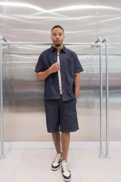 Ensemble en jean chemise et shorts