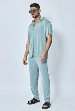 Ensemble plissé chemise pantalon