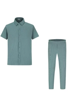 Ensemble plissé chemise pantalon
